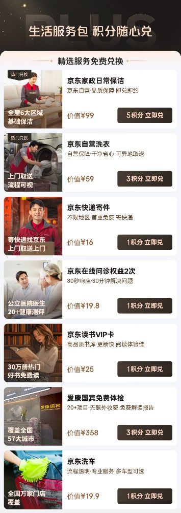 积分可免费兑换家政、洗衣洗鞋等生活服务九游会J9京东PLUS会员全面升级(图2)